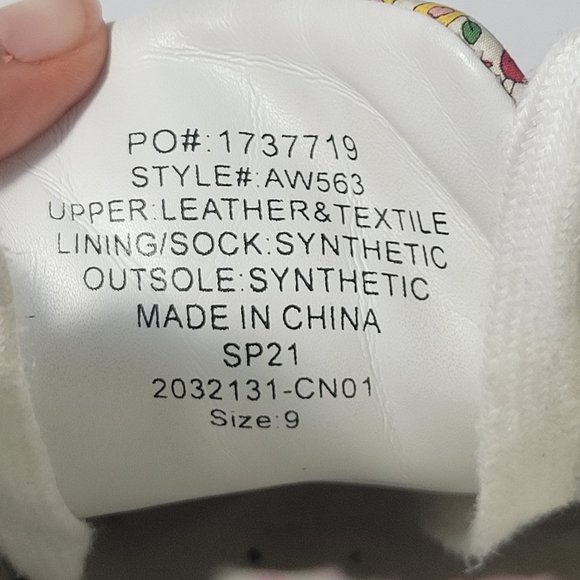 J Crew Saturday White Leather With Flower Print Sneakers Women's Size 9 - Picture 8 of 11